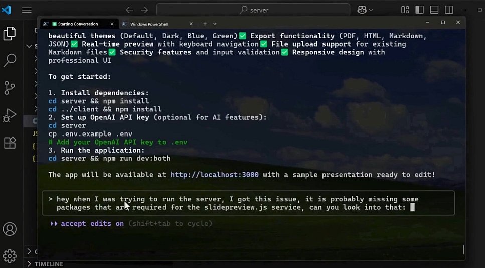 A real Claude Code session running in the terminal, mid-build